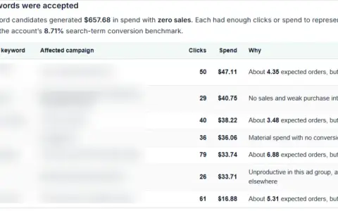 Add negative keywords and product targets with AI screenshot 2