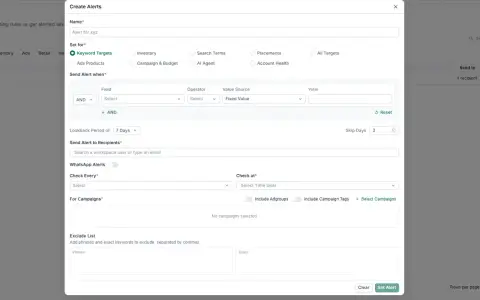 Create alerts based on your own objectives and goals.