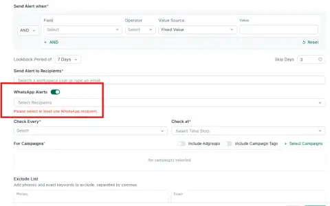 Not checking email? Alerts can arrive on WhatsApp instead.