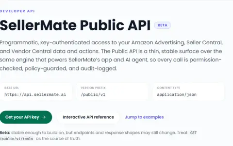API keys — build on SellerMate screenshot 1