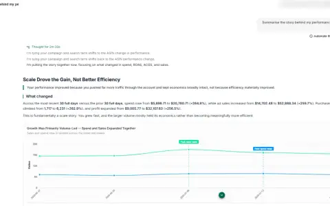 Ask SellerMate what changed — and why screenshot 1