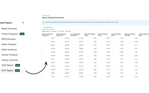 Search Catalog Performance (SCP) report screenshot 1