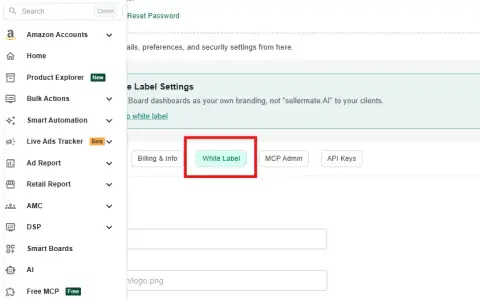 Where to find the white-label creation option.